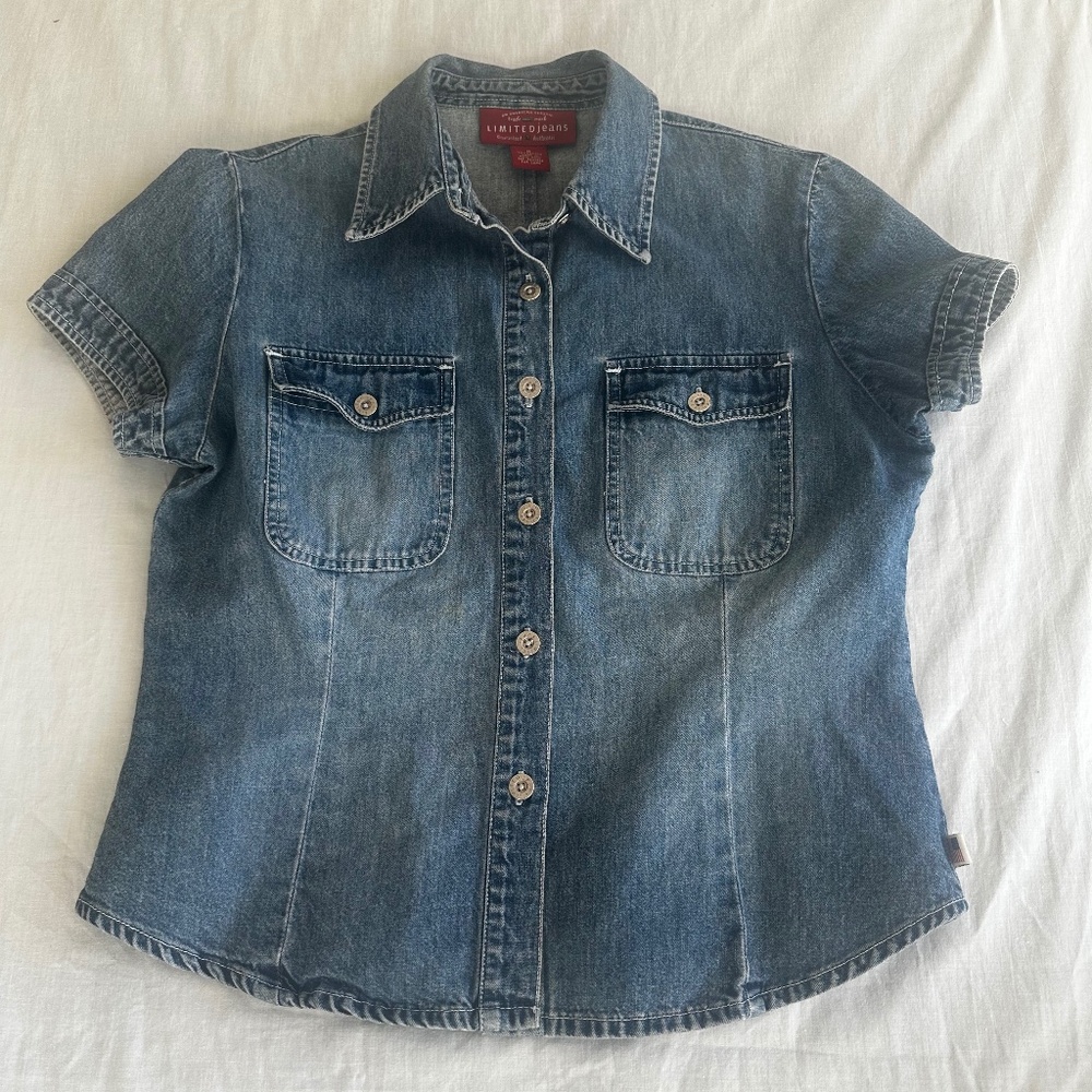 Vintage 90s Limited Jeans Women’s Denim Shirt — Medium, 100% Cotton
